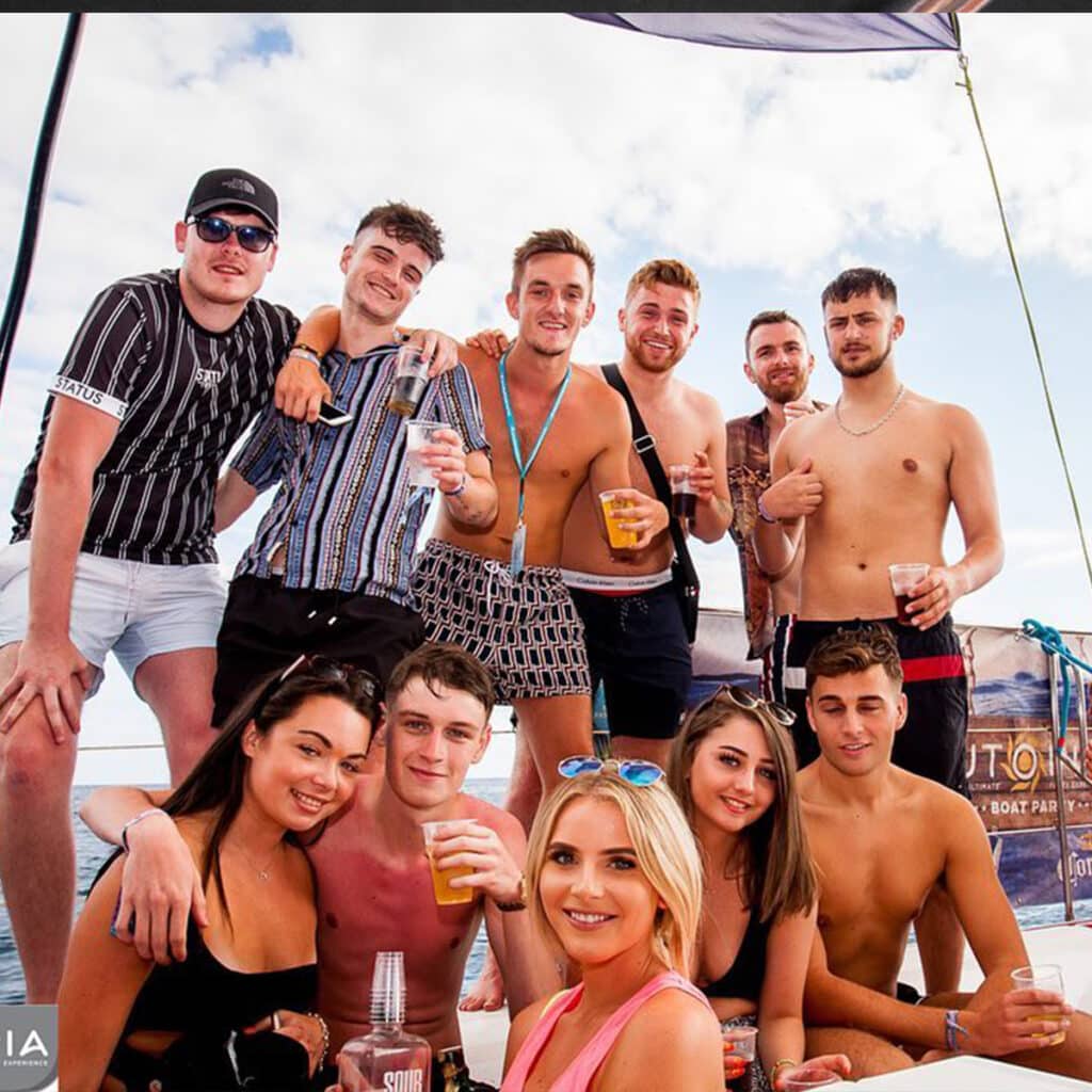 Group having drinks on the Tenerife booze cruise