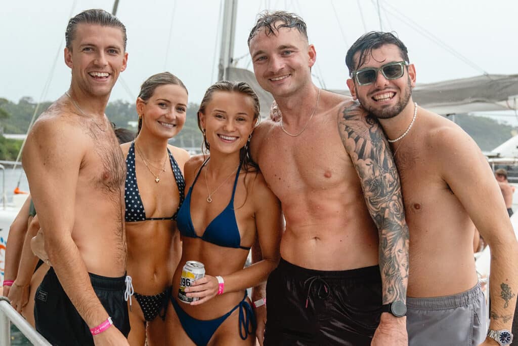 Mixed group of men and women on a budget friendly boat cruise