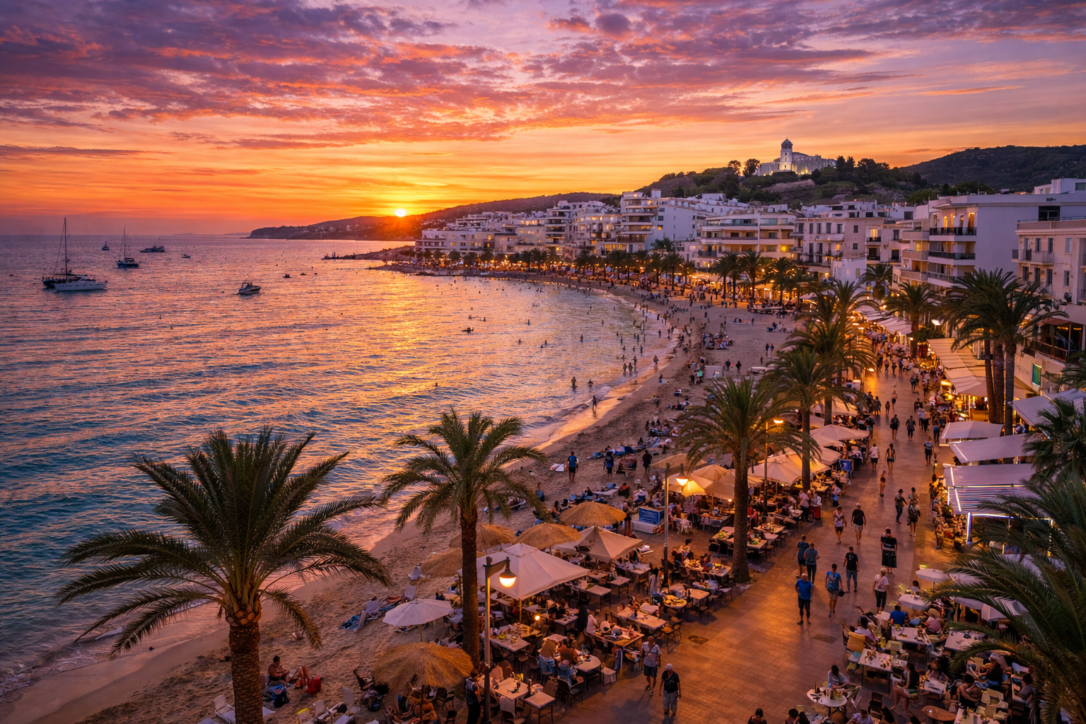 Ibiza Resort Guide Hero image showing a beautiful Mediterranean sunset
