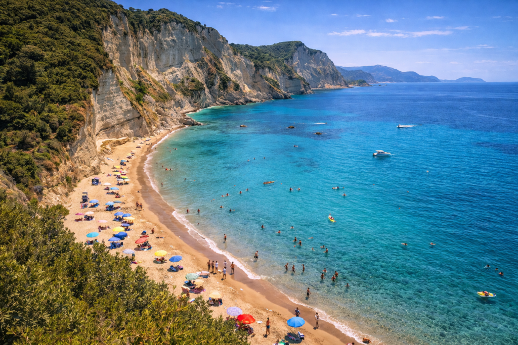 Kavos Resort Guide 2026: The Ultimate Party Holiday Destination 2 Arkoudilas Beach with clear blue sea and beautiful beach